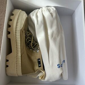 Proenza Schouler Tan Heeled Lug Canvas Boots